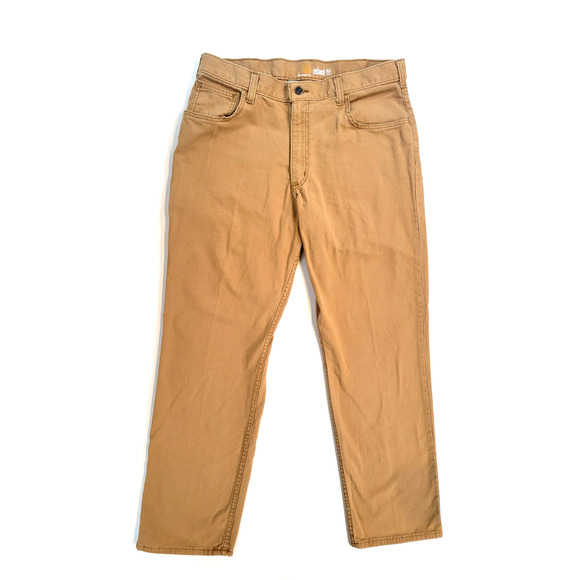 Carhartt Mens 36x32 Canvas Work Pants 5 Pocket Relaxed Fit 14806 Tan Khaki Camel - Picture 1 of 11